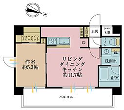ガラステージ日本橋 1LDKの間取図画像