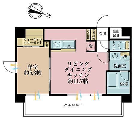 1LDK、専有面積40.67m2、バルコニー面積6.79m2