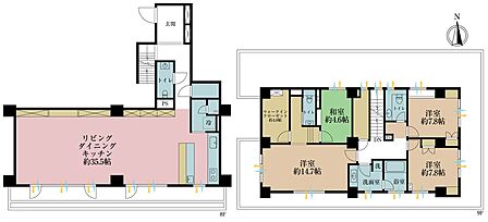 4LDK、専有面積182.53m2、バルコニー面積97.81m2