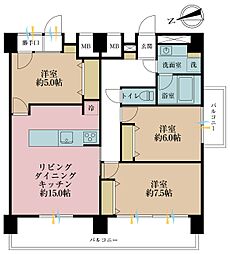 東陽町ハイホーム 3LDKの間取図画像