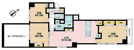 3LDK、専有面積90.86m2