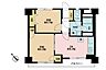 間取り：2DK、専有面積37.26m2、バルコニー面積4.86m2