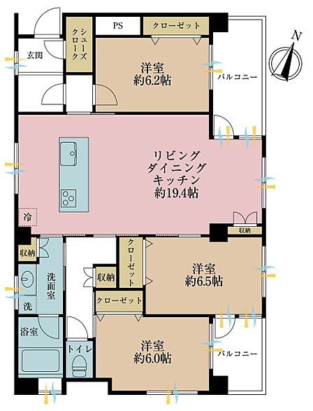 3LDK 間取り