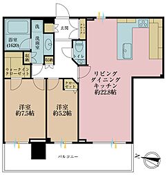 アーバンドックパークシティ豊洲タワーA 2LDKの間取図画像