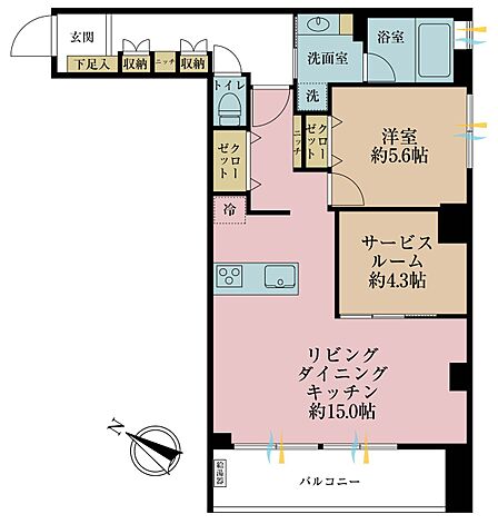 1LDK+S(納戸)、専有面積69.39m2、バルコニー面積8.55m2