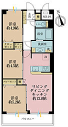 シャルム第2朝霞 3LDKの間取図画像