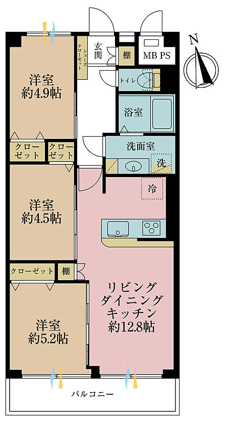 3LDK 間取り