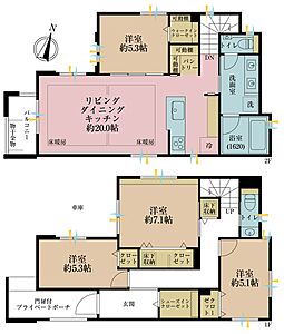 間取り:4LDK、土地面積108.67m2、建物面積110.55m2 間取り:4LDK、土地面積108.67m2、建物面積110.55m2