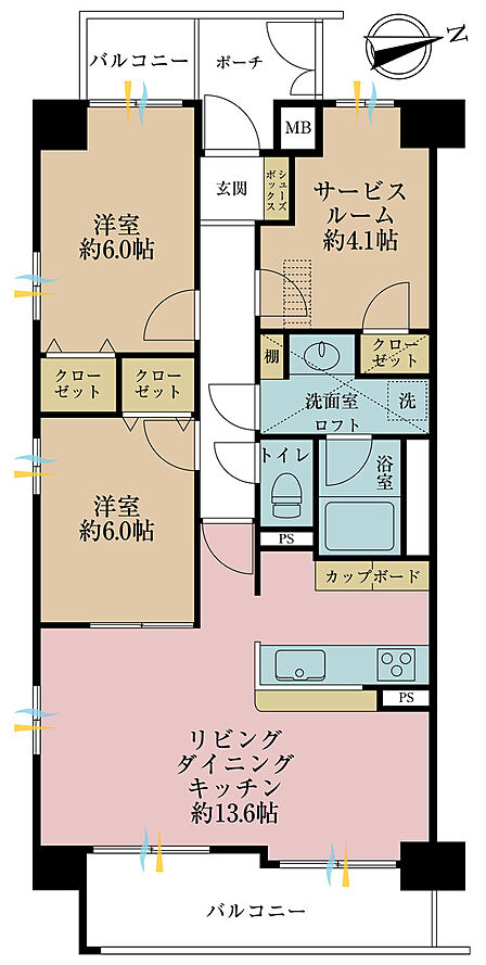 2SLDK 間取り