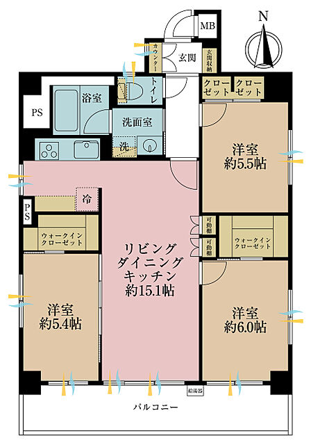 3LDK 間取り