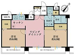 ライオンズマンション東白楽第2 2LDKの間取図画像