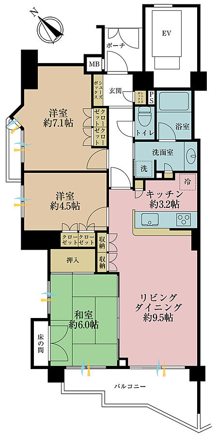 3LDK 間取り