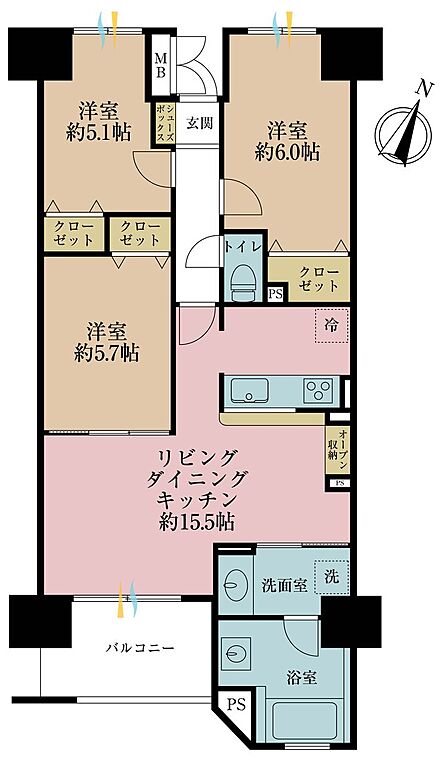 3LDK 間取り
