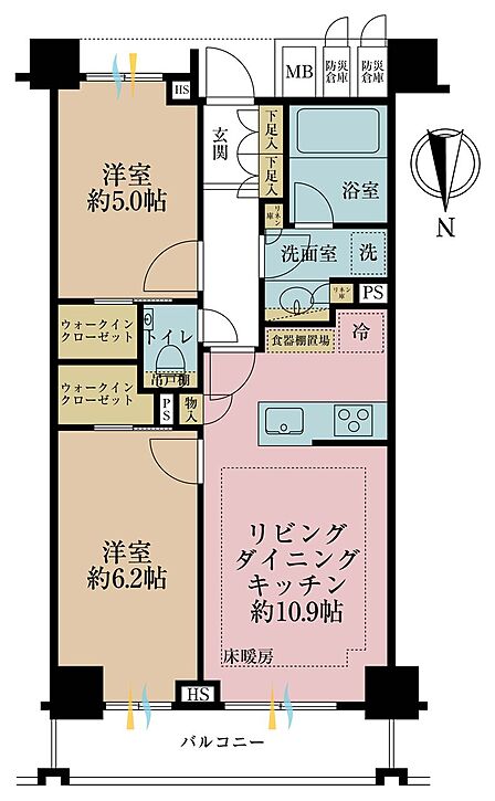 2LDK 間取り