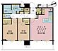 間取り：2LDK、専有面積71.59m2、バルコニー面積19.2m2