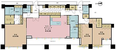 間取り：3LDK、専有面積224.19m2、バルコニー面積19.81m2
