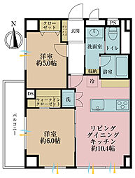 阿佐ヶ谷陵雲閣マンション 2LDKの間取図画像
