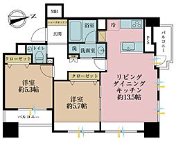 ファミール新宿グランスイートタワー 2LDKの間取図画像