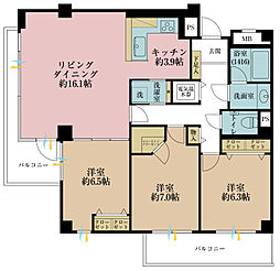 中落合シティハウス 3LDKの間取図画像