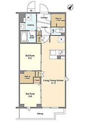KDXレジデンス田園調布南 5階2LDKの間取り