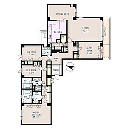 西原パーク マンション 4階4LDKの間取り