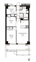 フレンシア洗足池 1階3LDKの間取り