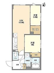 ウェルスクエア駒場東大前 1階2LDKの間取り