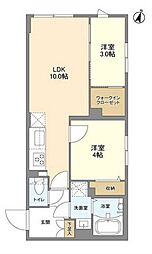 ウェルスクエア駒場東大前 3階2LDKの間取り