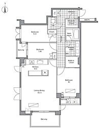 レジディア御殿山 3階3LDKの間取り