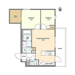 ベルファース三軒茶屋 4階2LDKの間取り