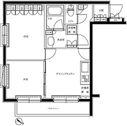 ルーブル品川西小山 4階2DKの間取り