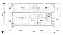 プライムアーバン目黒リバーフロント 7階2LDKの間取り