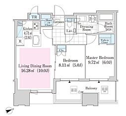 大崎ガーデンレジデンス 16階2LDKの間取り