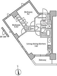 レジディア三軒茶屋 2LDKの間取図画像
