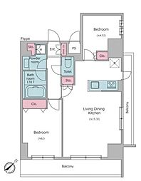 RESIDIA都立大 2LDKの間取図画像