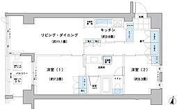 ガーデニエール砧レジデンス 2LDKの間取図画像