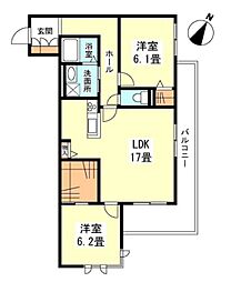 HERITAGEYAKUMO 2LDKの間取図画像