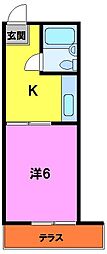 クリエール鈴木 1Kの間取図画像