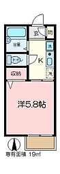 ヒルトップ金沢文庫1 ワンルームの間取図画像