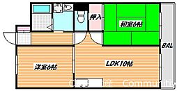 JR京葉線 舞浜駅 徒歩20分の賃貸マンション 3階2LDKの間取り