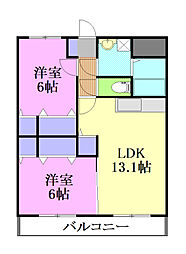 キング・ペレ 2LDKの間取図画像
