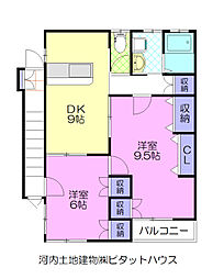 スマハイツ1号棟 2DKの間取図画像