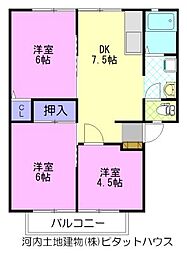 サンビレッジ青山五番館 3DKの間取図画像