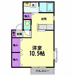 ソレジオアキ 1Kの間取図画像