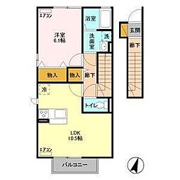 テクノヒルズA 1LDKの間取図画像