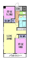第二元今泉ハイタウン 2LDKの間取図画像