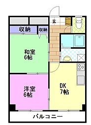 アメニティーフラット 2DKの間取図画像