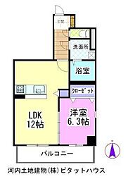 グランバロン宇都宮 1LDKの間取図画像