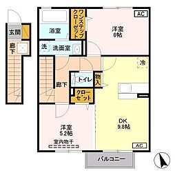 エルヴィレッジG 2DKの間取図画像