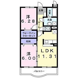 パークサイド森の邸北 2LDKの間取図画像